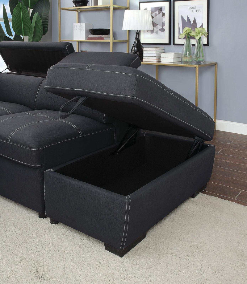 Athene - Graphite - L Shape Sectional Sleeper Sofa - Ornate Home