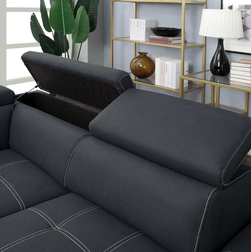 Athene - Graphite - L Shape Sectional Sleeper Sofa - Ornate Home