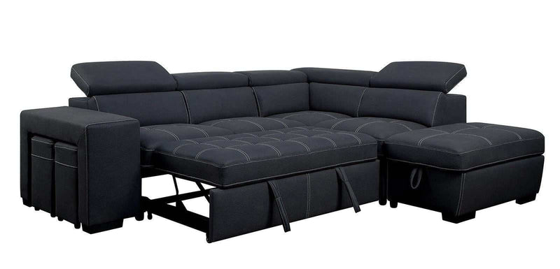 Athene - Graphite - L Shape Sectional Sleeper Sofa - Ornate Home