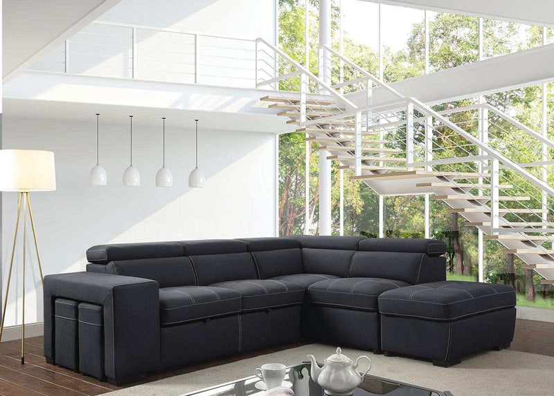 Athene - Graphite - L Shape Sectional Sleeper Sofa - Ornate Home