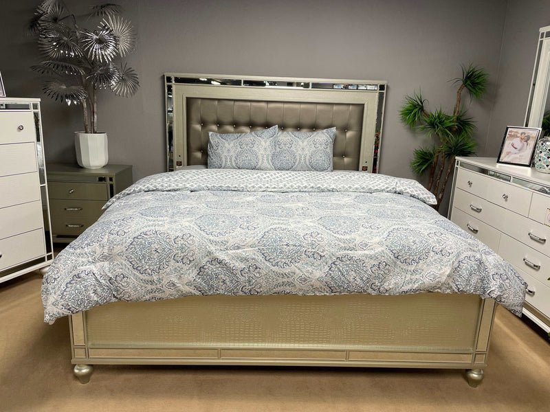 Brachium - Silver - E. King Bed w/ HB LED - Ornate Home