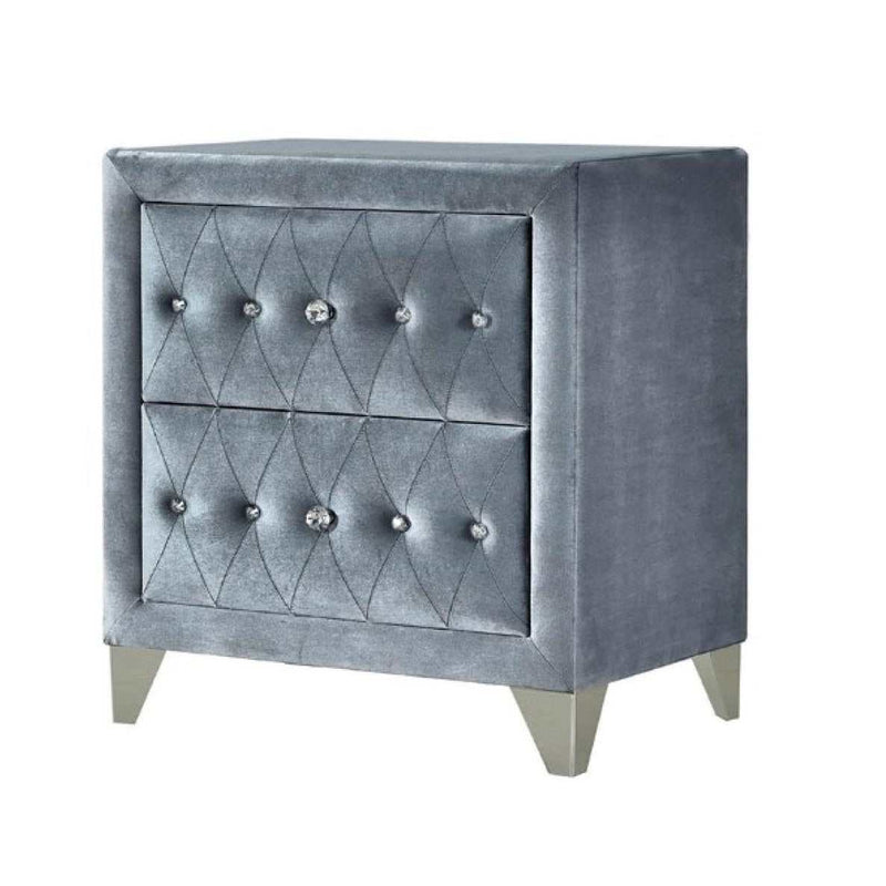 Dante - Gray Velvet - Nightstand - Ornate Home