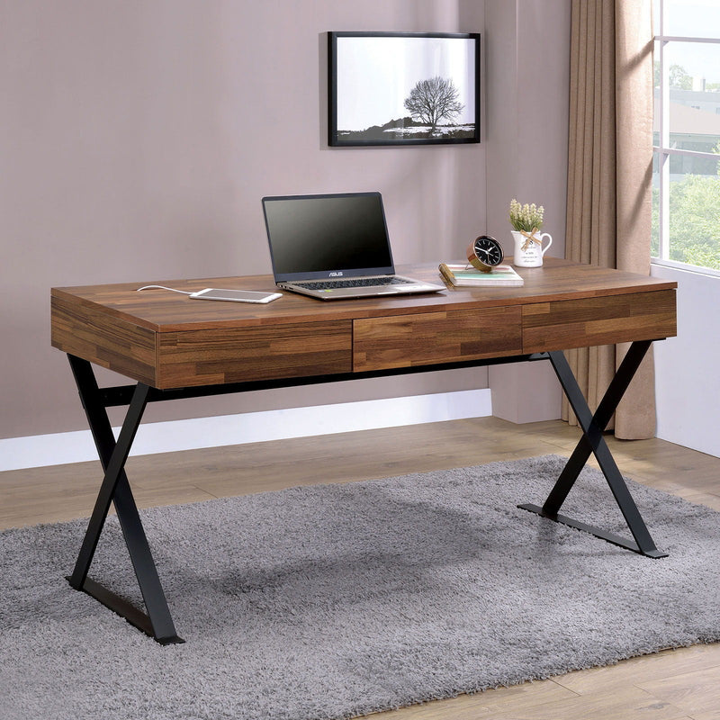 Tensed Dark Oak & Matte Black Desk