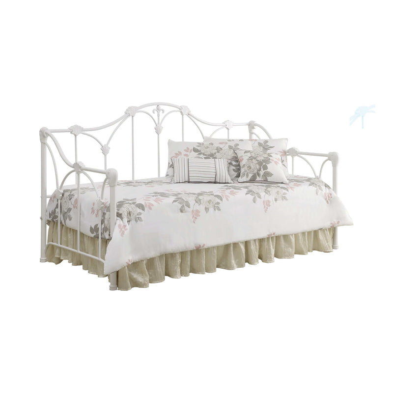 Dotty -  White - Twin Metal Daybed w/ Floral Frame - Ornate Home