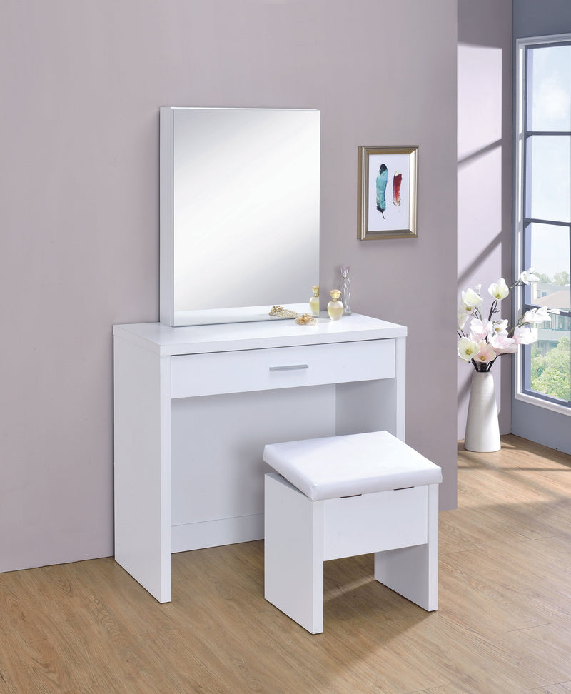 Harvey White Vanity Set w/ LiftTop Stool