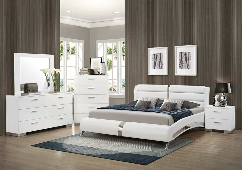 Felicity - Glossy White - 4pc Queen Bedroom Set - Ornate Home