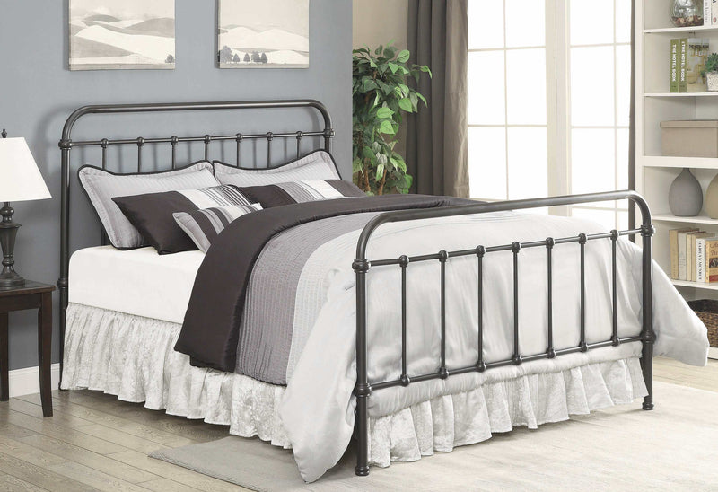 Livingston - Dark Bronze - Eastern King Panel Metal Bed - Ornate Home