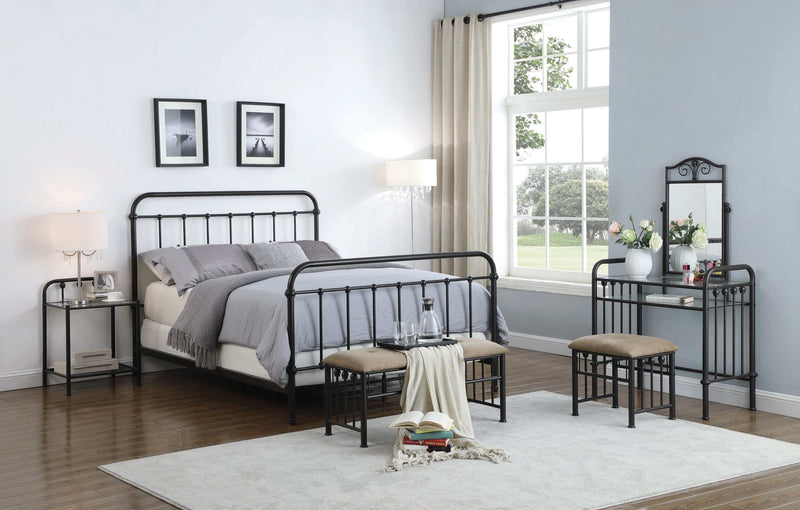 Livingston - Dark Bronze - California King Panel Metal Bed - Ornate Home