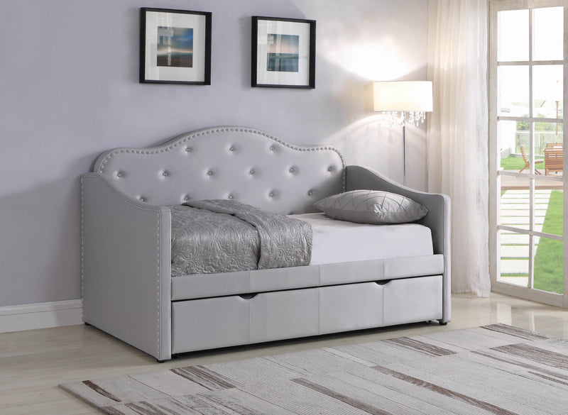 Krish - Pearlescent Grey - Twin Daybed w/ Trundle - Ornate Home