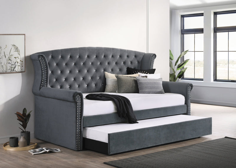 Scarlett Upholstered Tufted Twin Daybed w/ Trundle