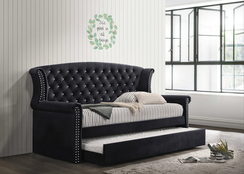 Scarlett Upholstered Tufted Twin Daybed w/ Trundle