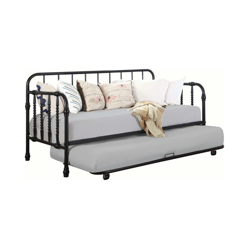 Jenson - Black - Twin Metal Daybed w/ Trundle - Ornate Home