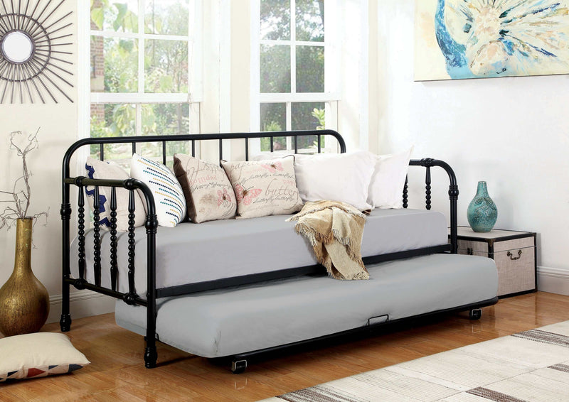 Jenson - Black - Twin Metal Daybed w/ Trundle - Ornate Home