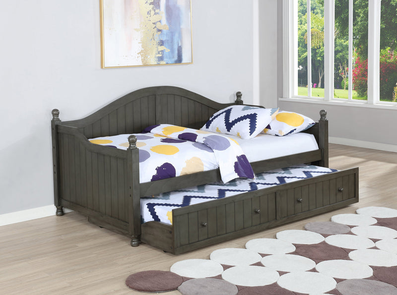 Julie - Warm Grey - Twin Daybed w/ Trundle - Ornate Home