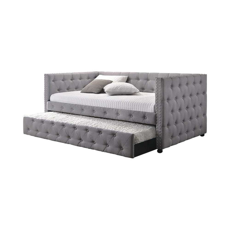 Mockern - Grey - Tufted Daybed w/ Trundle - Ornate Home