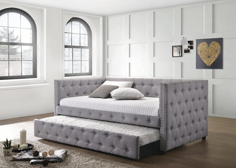 Mockern - Grey - Tufted Daybed w/ Trundle - Ornate Home