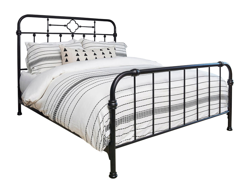 Packlan - Matte Black - Queen Metal Panel Bed - Ornate Home