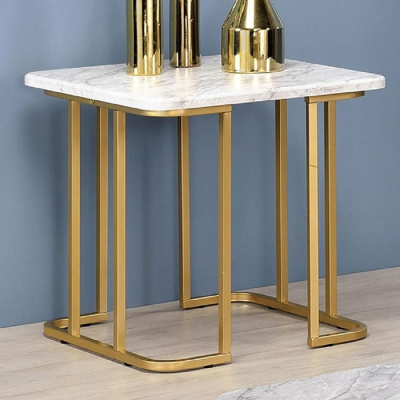 Calista Gold & White End Table