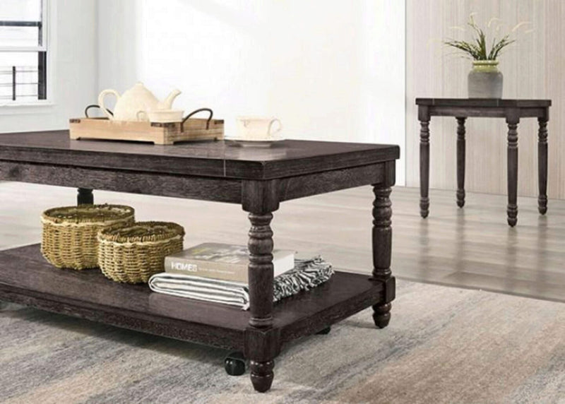 Monango Rustic Weathered Gray 3pc Coffee Table Set