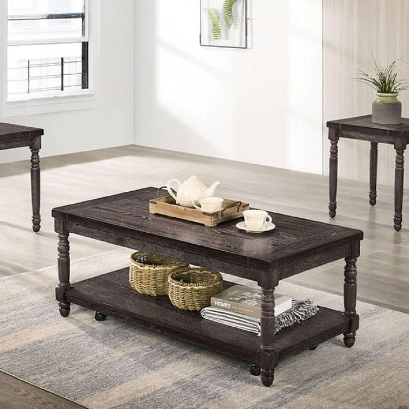 Monango Rustic Weathered Gray 3pc Coffee Table Set