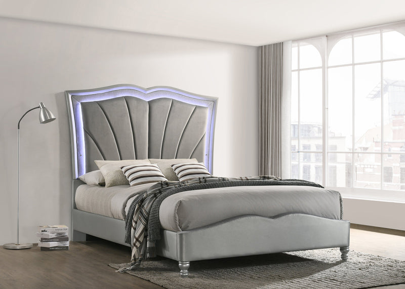 Bowfield - Grey - Eastern King Bed w/ LED Lighting - Ornate Home