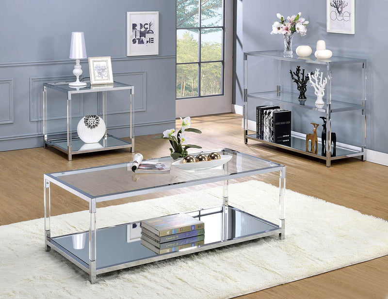 Ludvig Chrome & Clear Sofa Table