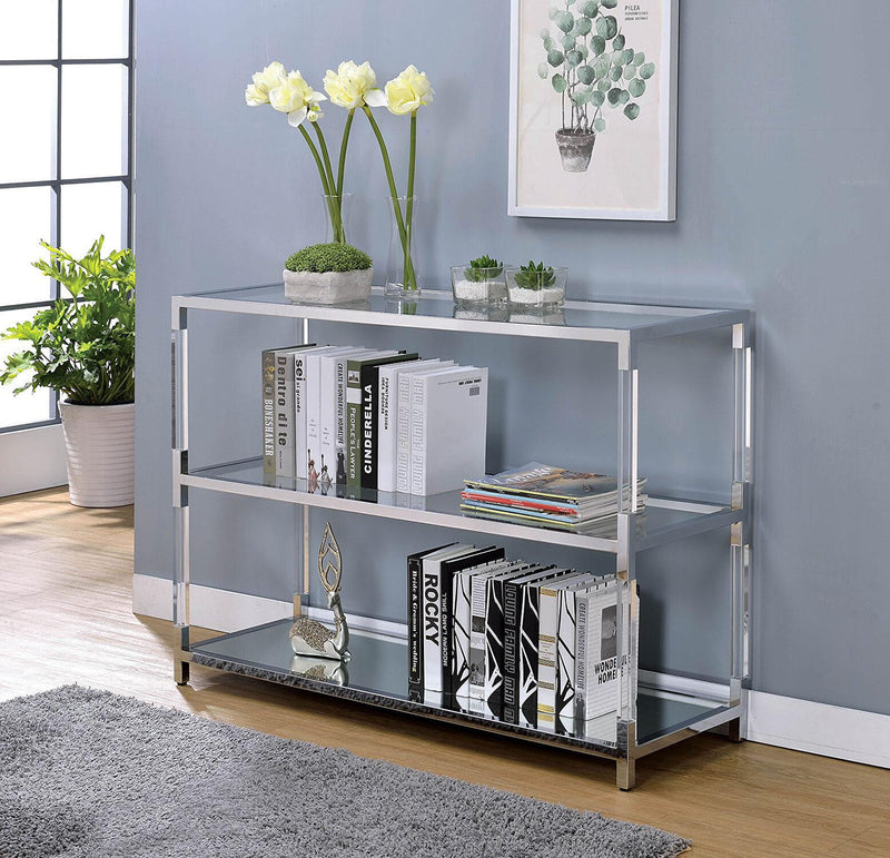 Ludvig Chrome & Clear Sofa Table