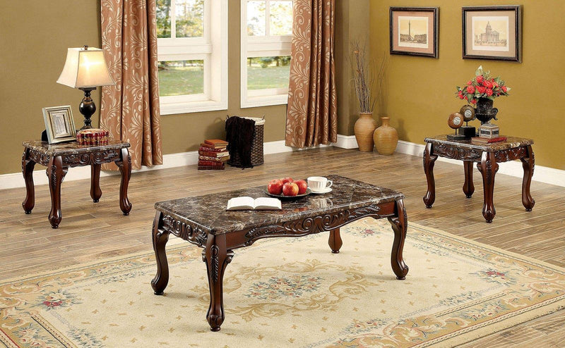 Lechester Dark Oak & Brown 3pc Coffee Table Set