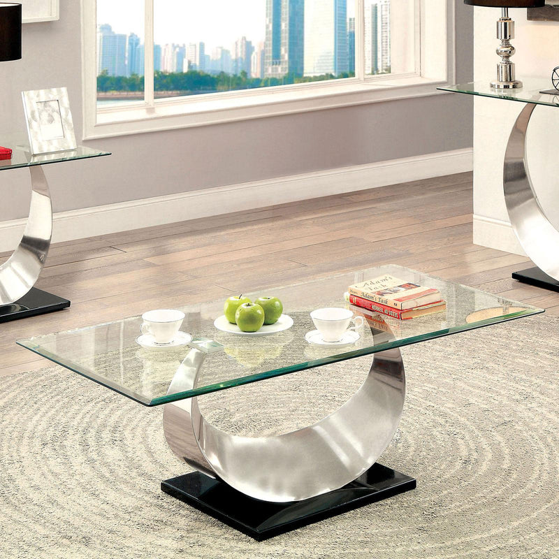 Orla Satin Plated & Black Coffee Table