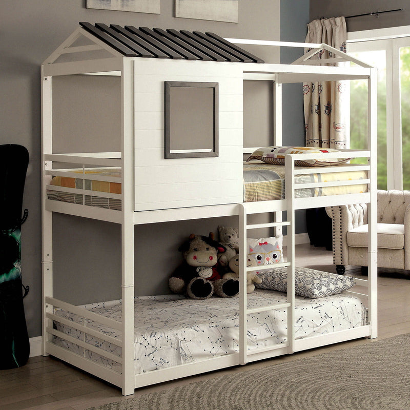 Stockholm White & Gun Metal Twin/Twin Bunk Bed