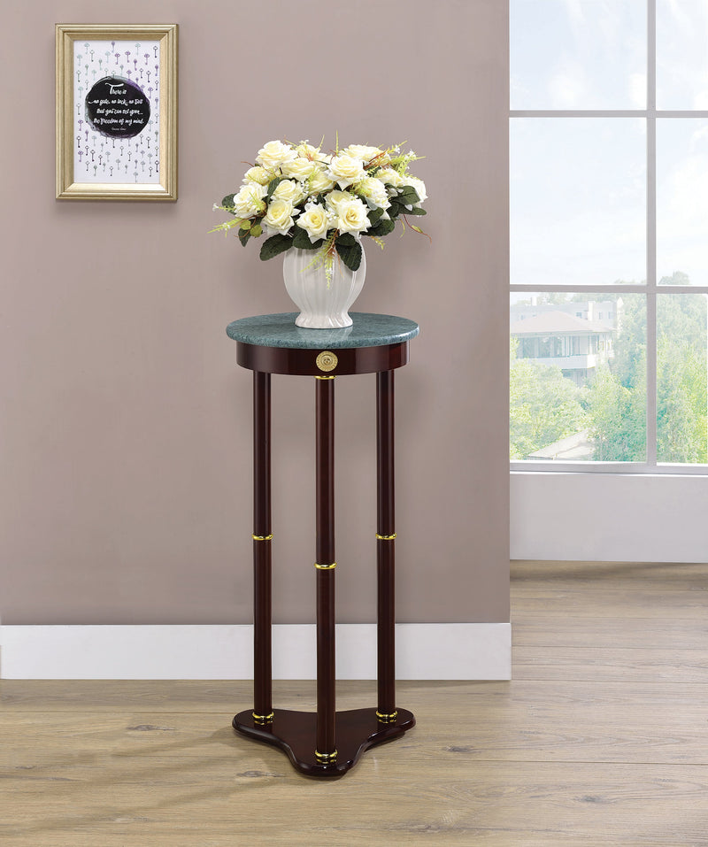 Edie Merlot Round Marble Top Accent Table