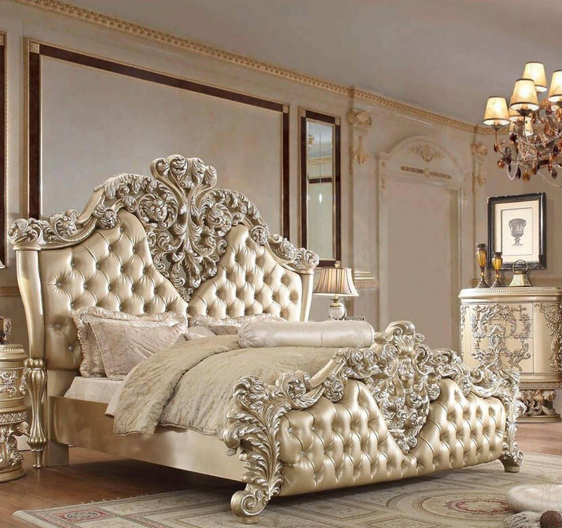 Vatican - Gold & Champagne Silver - Eastern King Bed - Ornate Home