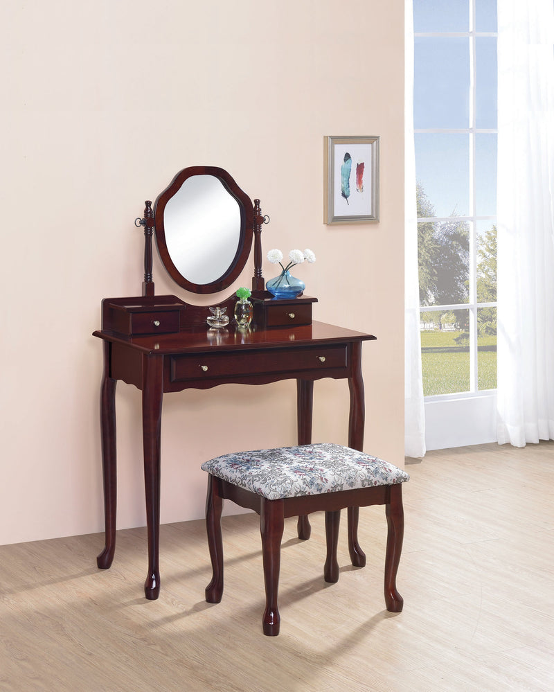 Minnette Brown Red Vanity Set