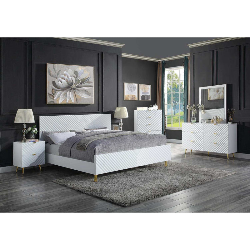 Gaines - White High Gloss - Queen Bed - Ornate Home