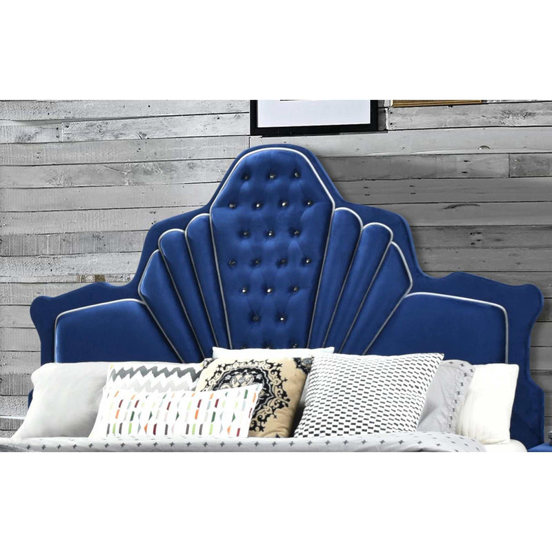 Dante - Blue Velvet - Eastern King Bed - Ornate Home