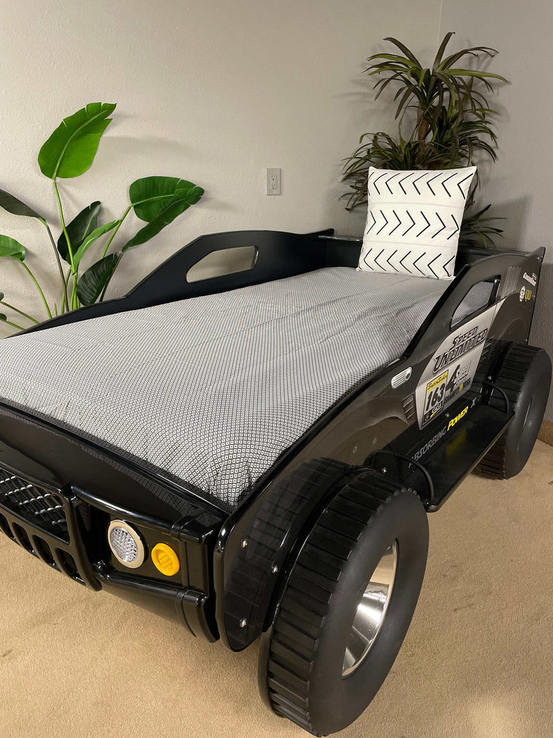 Speed Jump - Black Off-Road - Twin Car Bed w/ LED Headlights - Ornate Home