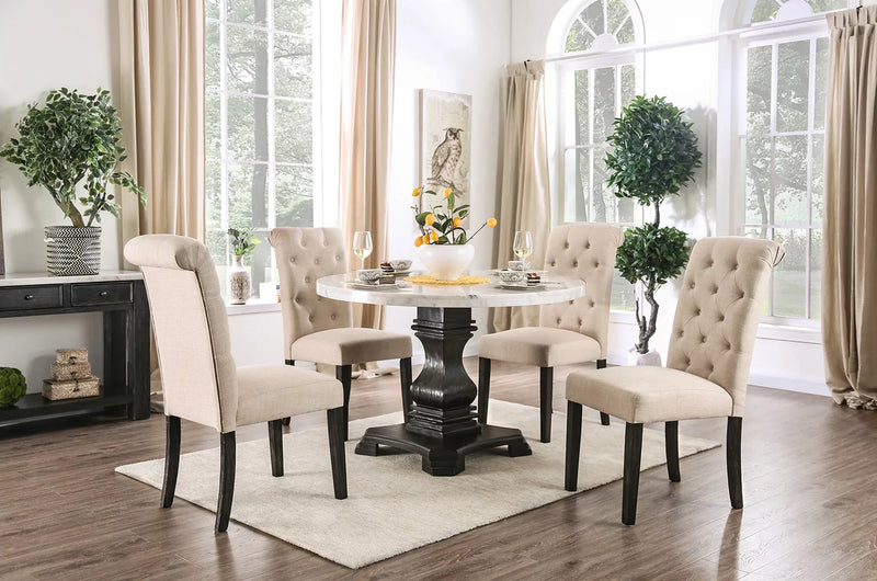 Elfredo Antique Black, & Ivory 5pc Dining Room Set