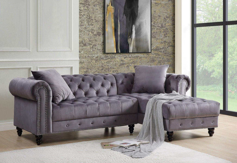 Adnelis - Gray Velvet - Sectional Sofa - Ornate Home