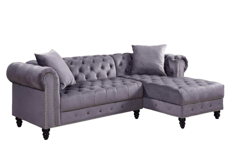 Adnelis - Gray Velvet - Sectional Sofa - Ornate Home