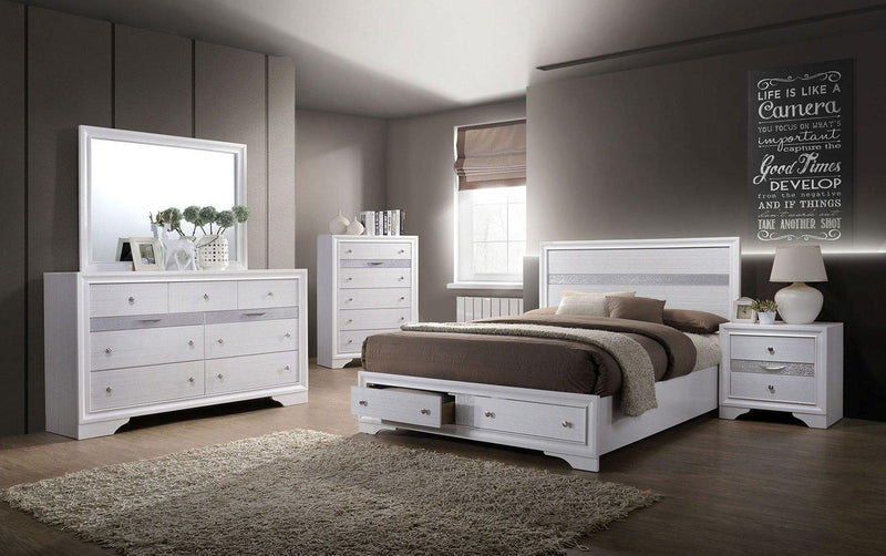 Chrissy White Queen Platform Bed w/ Storage