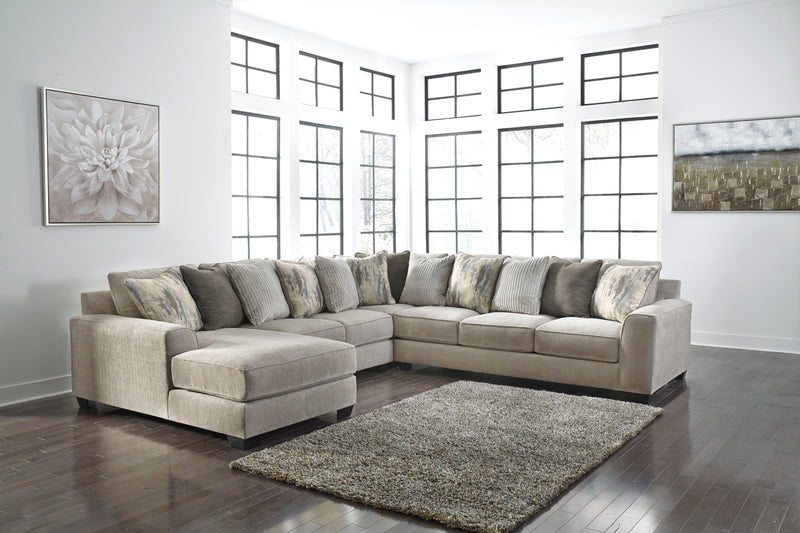 Ardsley Pewter 4pc Sectional w/ LAF Chaise & RAF Sofa