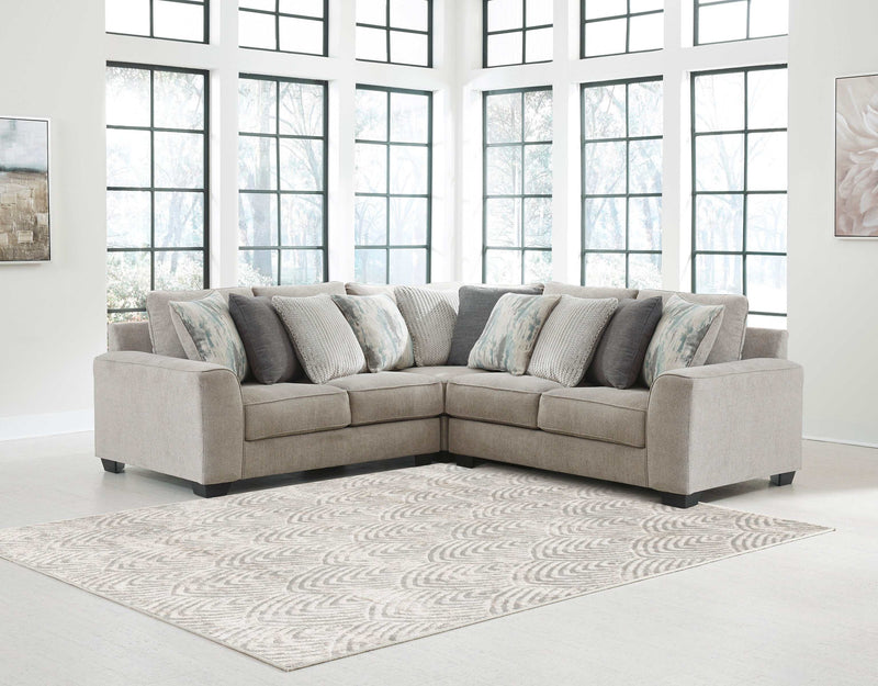 Ardsley - Pewter - 3pc Symmetrical Sectional - Ornate Home