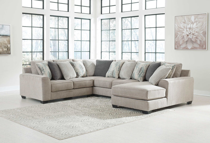 Ardsley - Pewter - 4pc Sectional w/ LAF Chaise - Ornate Home