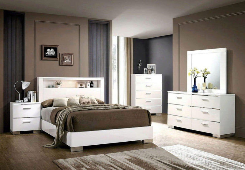 Carlie White & Chrome Dresser