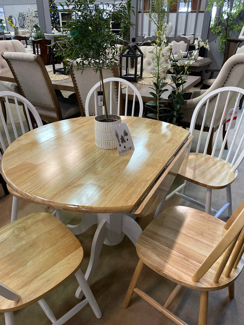 Windsor Natural Brown & White 5pc Drop Leaf Dining Set