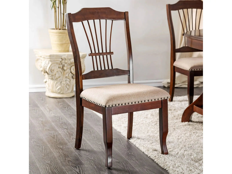 Jordyn - Brown Cherry & Beige - Side Chair (Set of 2)