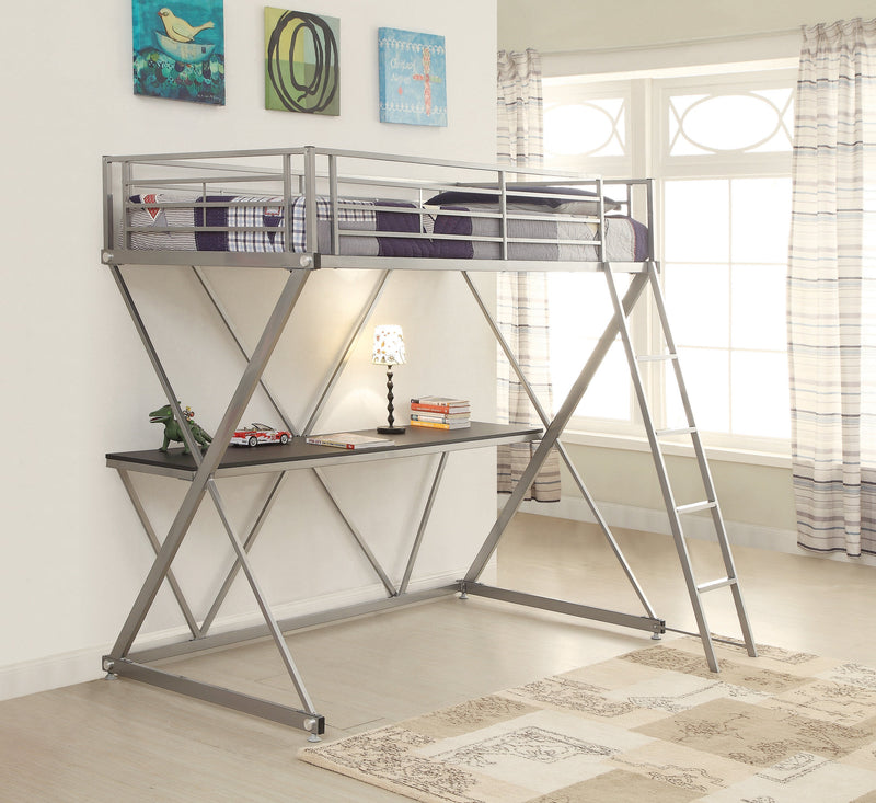 Hyde - Silver - Twin Workstation Loft Bed - Ornate Home