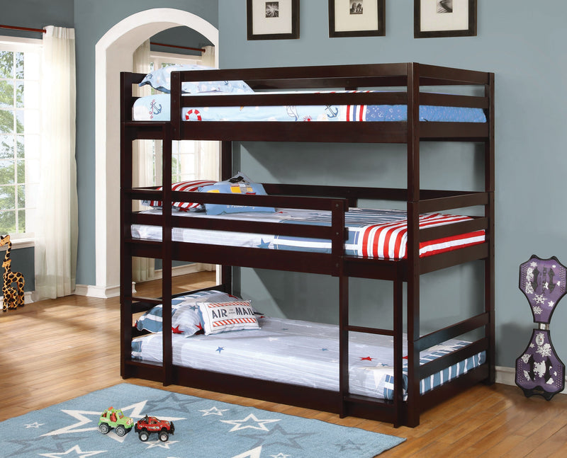 Sandler - Cappuccino - Twin Triple Bunk Bed - Ornate Home