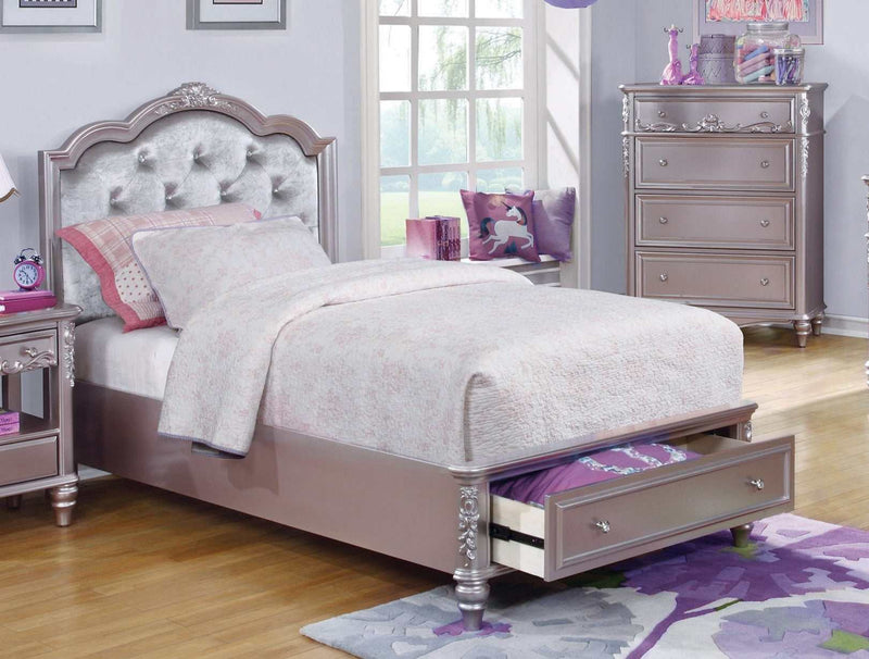 Caroline - Metallic Lilac & Grey - Twin Storage Bed - Ornate Home