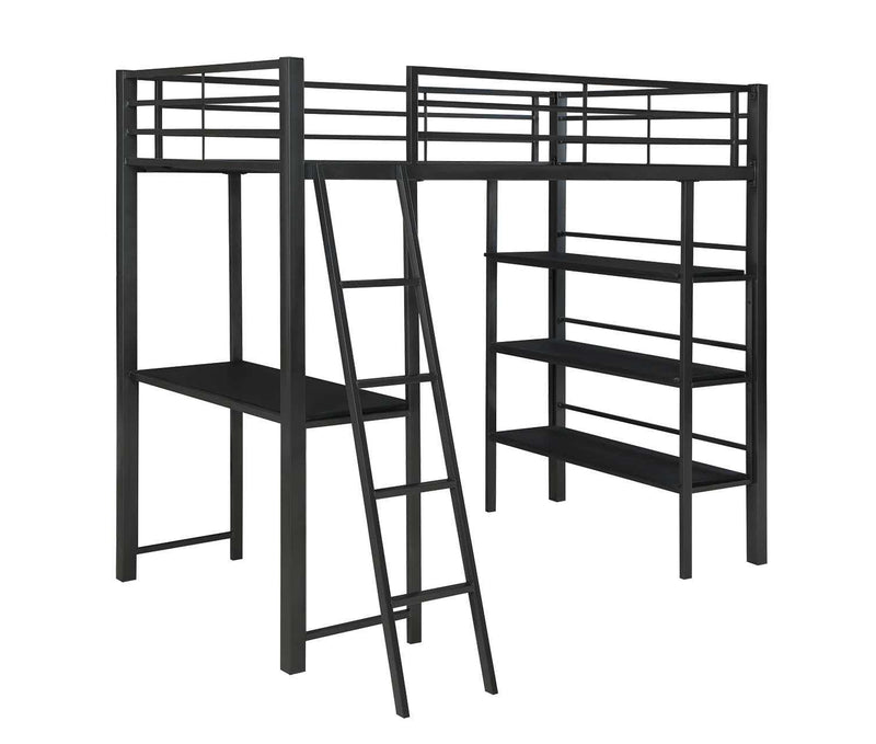 Hadley - Gunmetal - Twin Workstation Loft Bed - Ornate Home